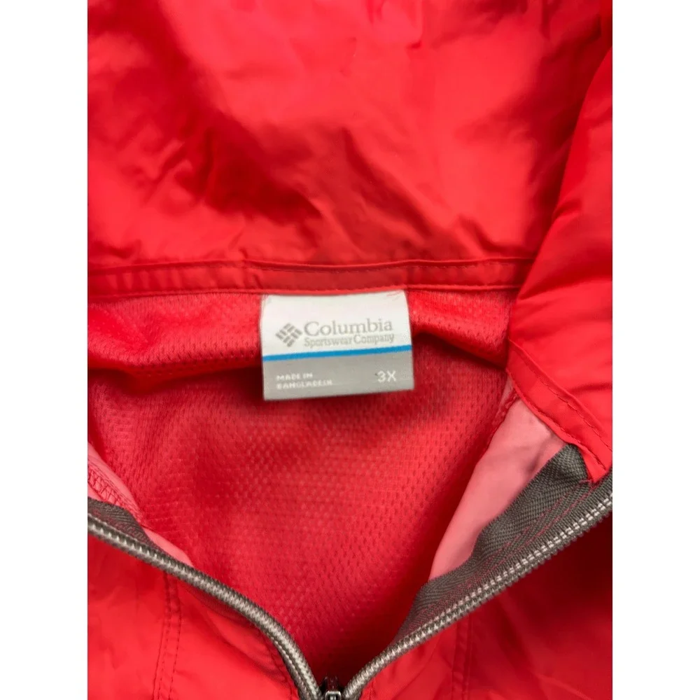 Columbia Windbreaker Jacket Women 3X Pink Full Zip Hooded Mesh Lined Lightweight